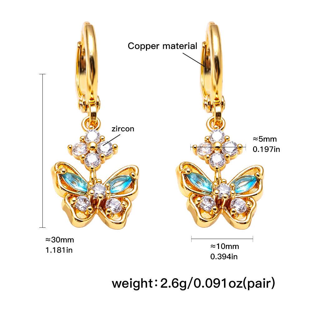 High-End Butterfly Bow Heart Gold-Plated Women's Earrings