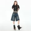 Retro Spicy Woman Cropped Denim Shorts Women'S Summer Low Waisted Loose Design Straight Five-Point Pants