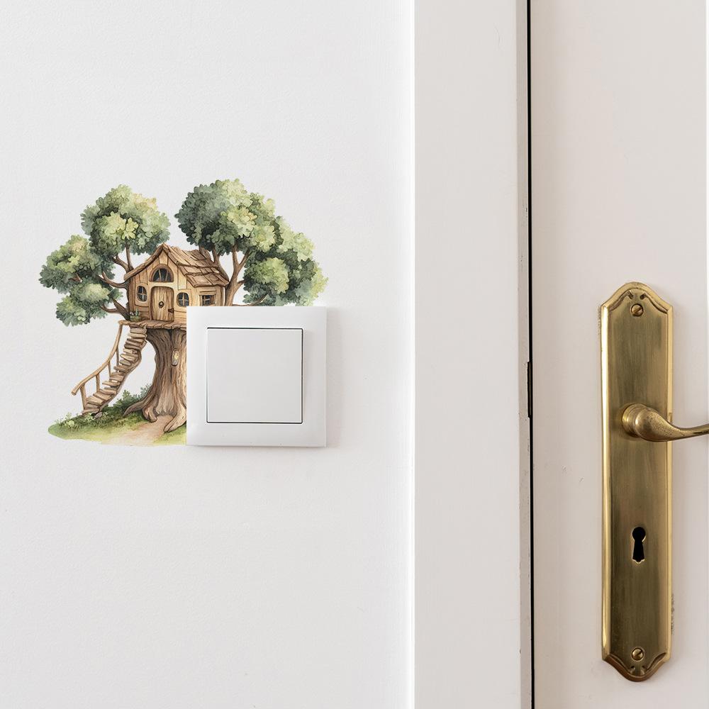 The Cozy Log Cabin Bedroom Living Room and Entrance Hall Switch Are Pasted with Home Beautification Wall Stickers