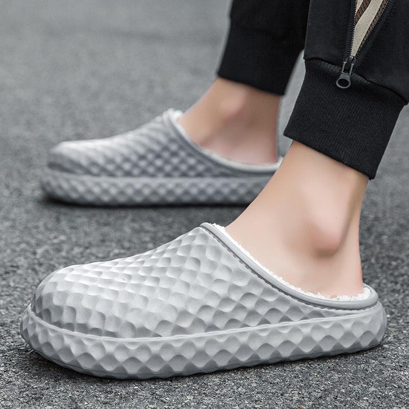 Men Warm Winter Cotton Shoes Women Warm Fur Home Slippers EVA Non-Slip Plush Slippers Indoor Couple Thick Sole Footwear Slides