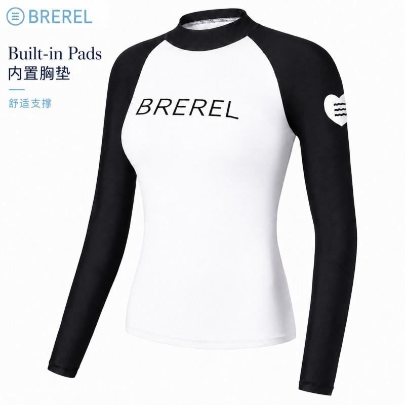 Womens Long Sleeve UPF 50 Rash Guard Swimsuit With Chest Pad Snorkeling Surfing Jellyfish Protection