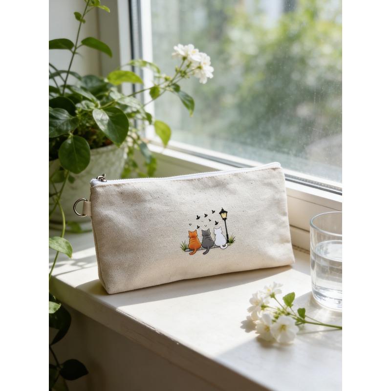 

2026 New Cat Storage Bag, Stationery, Cosmetics, Daily Necessities Storage Bag, Portable Travel beige19.5x11cm бежевый