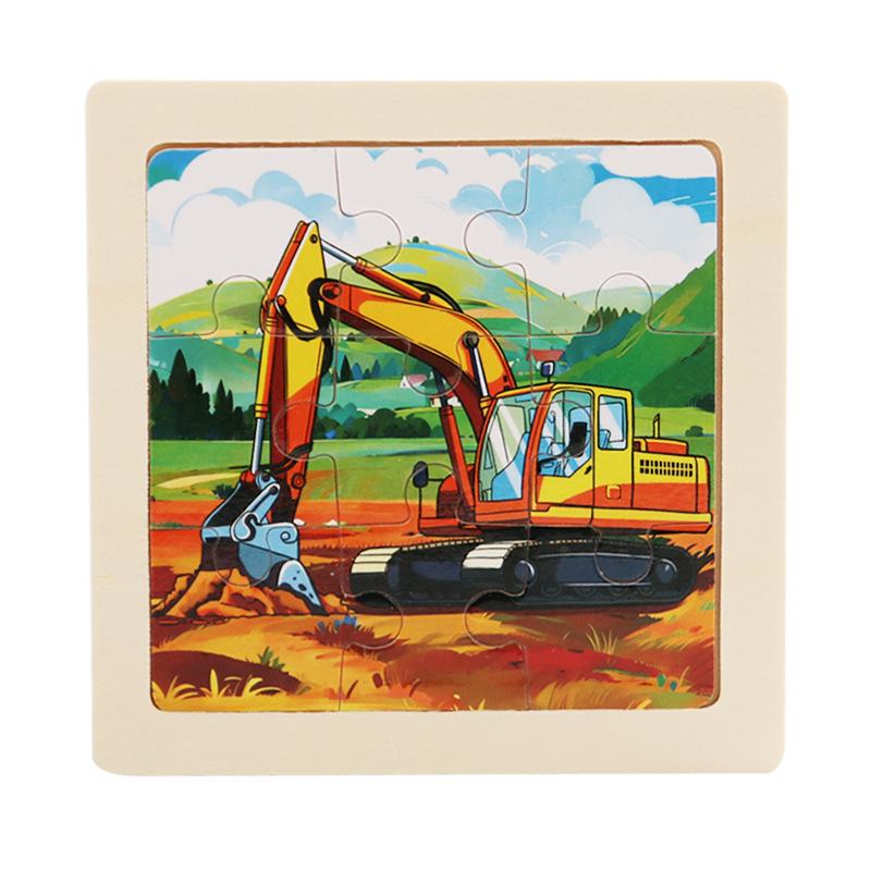 9-Piece Wooden Cartoon Animal Transport Jigsaw Toy for Early Education