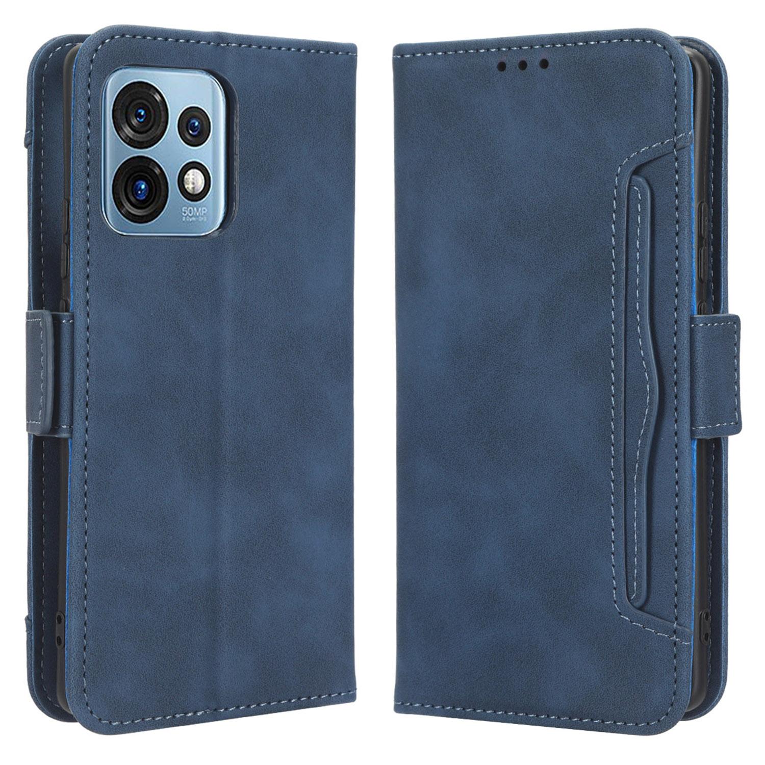 

For Motorola Moto X40 5G/Edge 40 Pro 5G/Edge+ (2023) Anti-fall Phone Case Card Holder Shockproof Magnetic Closure Flip Phone Cover Wallet Stand Blue