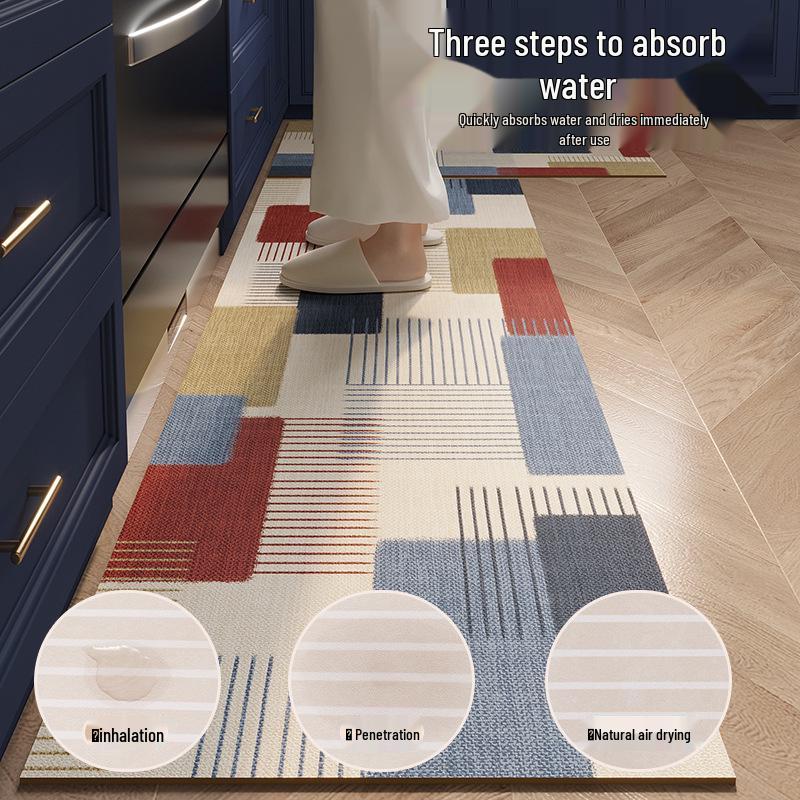 American Retro Diatomaceous Earth Kitchen Floor Mat – Quick-Drying, Water-Absorbent, Stain-Resistant, Non-Slip Mat