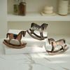 Yousheng Wooden Rocking Horse Figurine Vintage Wood Carving Pony Statue Sculpture Home Office Desktop Decoration Ornament