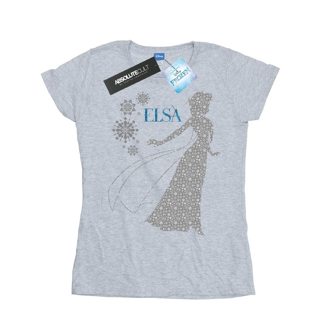 Disney Womens/Ladies Frozen Elsa Christmas Silhouette Cotton T-Shirt