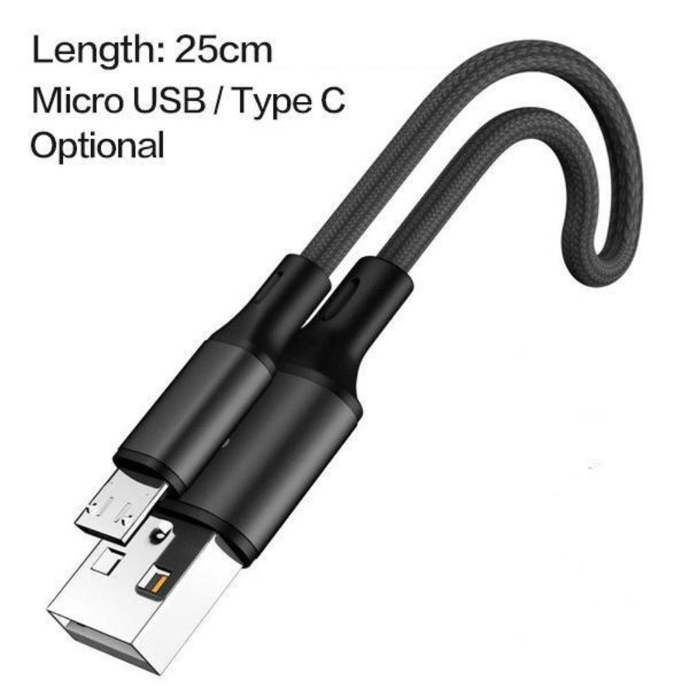Fast Charging Nylon Braided USB C To Micro USB Data Sync Cable 25CM Compatible with Smartphones Tablets Durable and Flexible