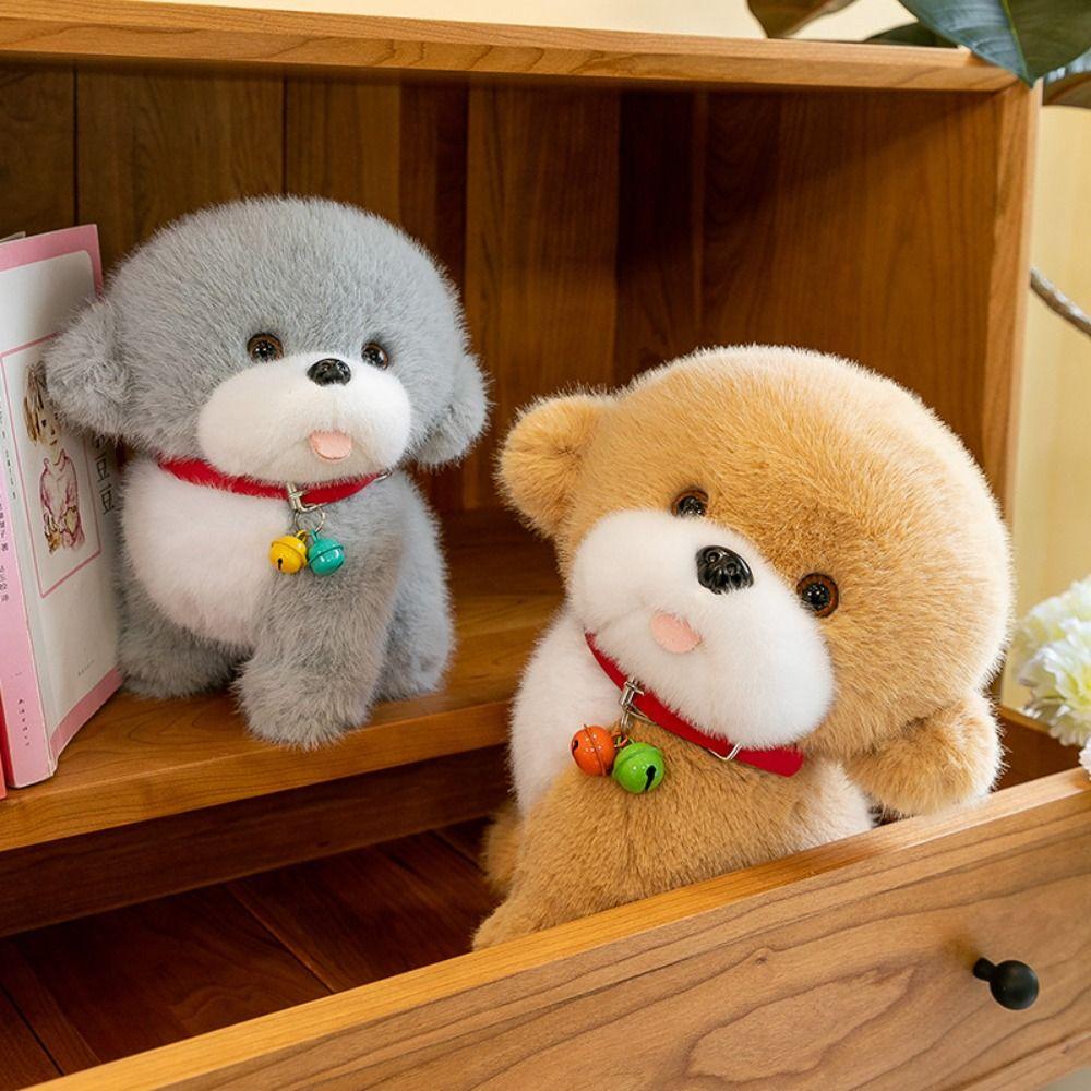 PP Cotton Red Bell Puppy Dolls Sitting Stuffed Animals Puppy Doll  Home Decor