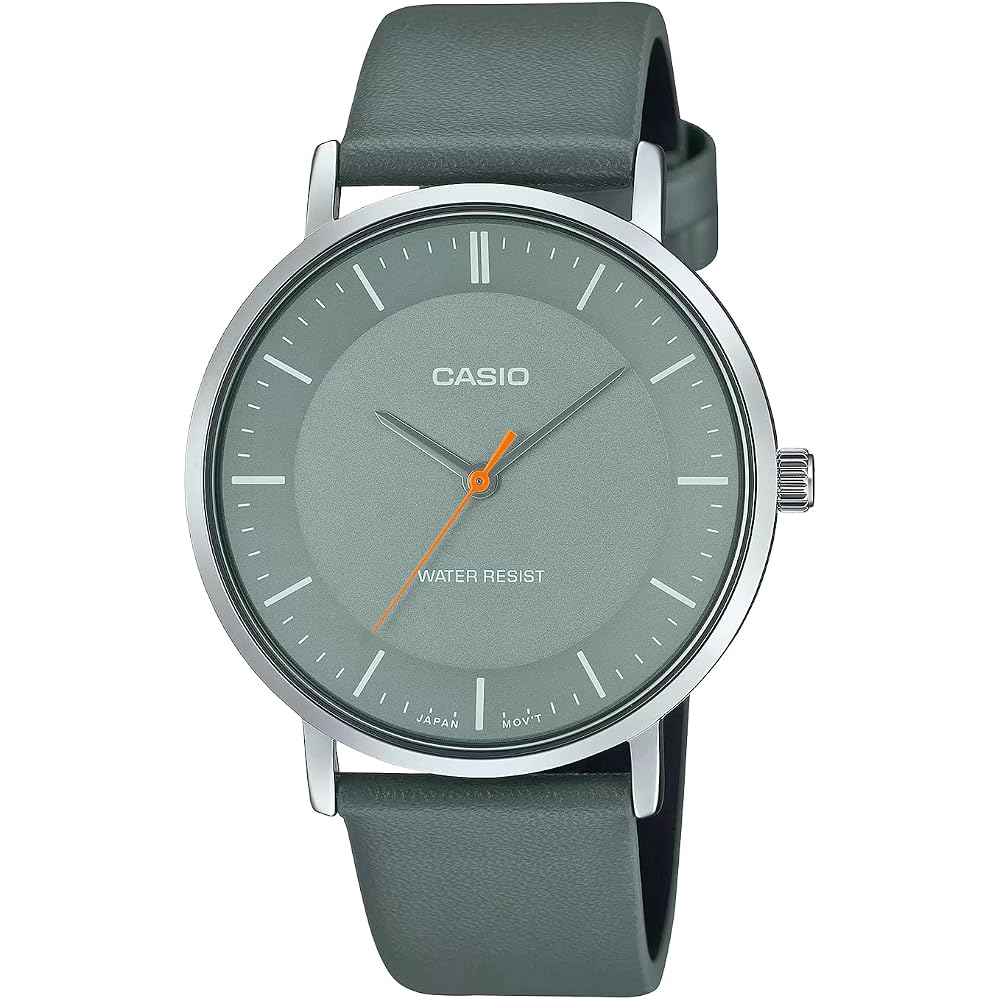 [Casio] CASIO Quartz Men s Watch MTP-VT04L-8E Greenish Gray Leather Band (Overseas Model) [Parallel Import]