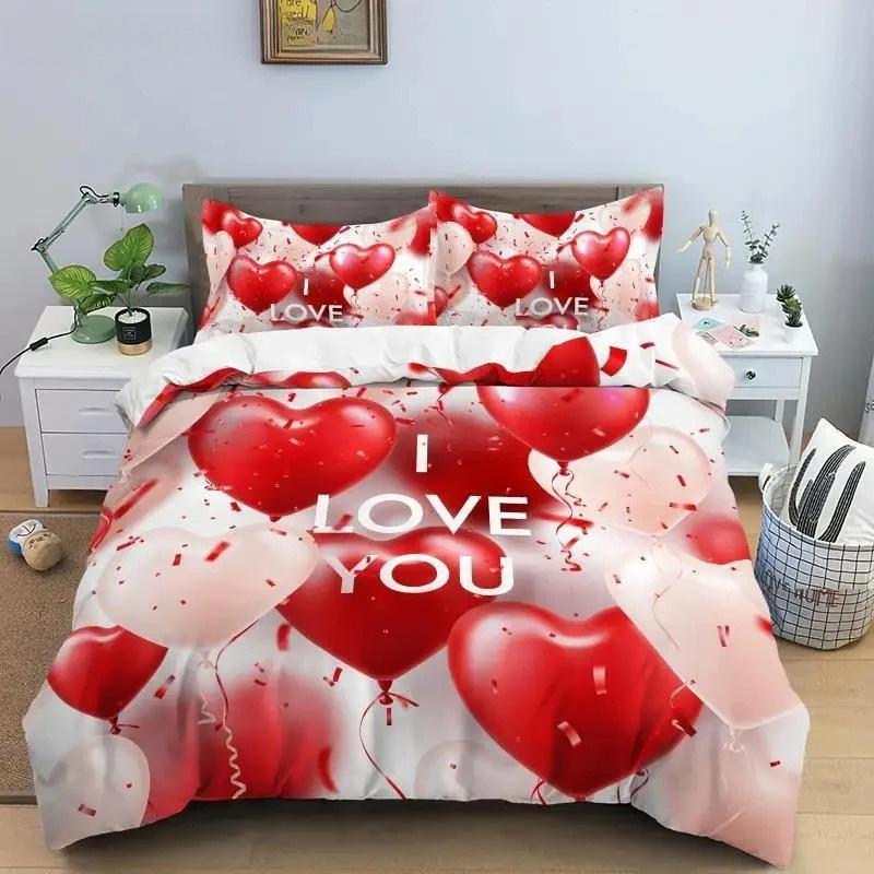 Set di biancheria da letto Love Heart, copripiumino semplice a quadri, 200x200, federa per cuscino, singolo, doppio, queen, king, nordico, coppia, copriletto, biancheria da letto