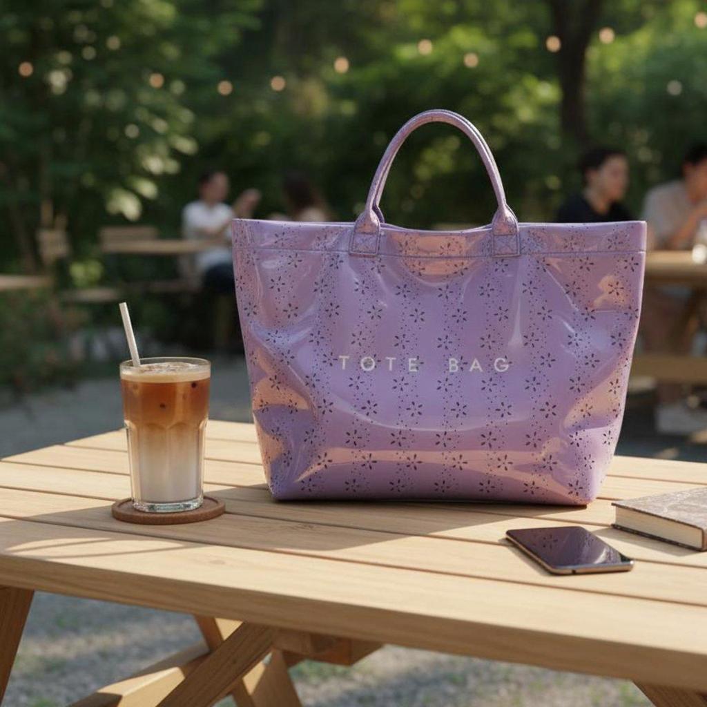 Transparent Clear Tote Waterproof Large Capacity PVC Handbag Lightweight Bag for Moms,