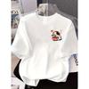 Cat Eating Ramen, Japanese Cuisine Print Tshirt Short Sleeve Crew Neck Casual Top for Summer Spring, Women's Clothing