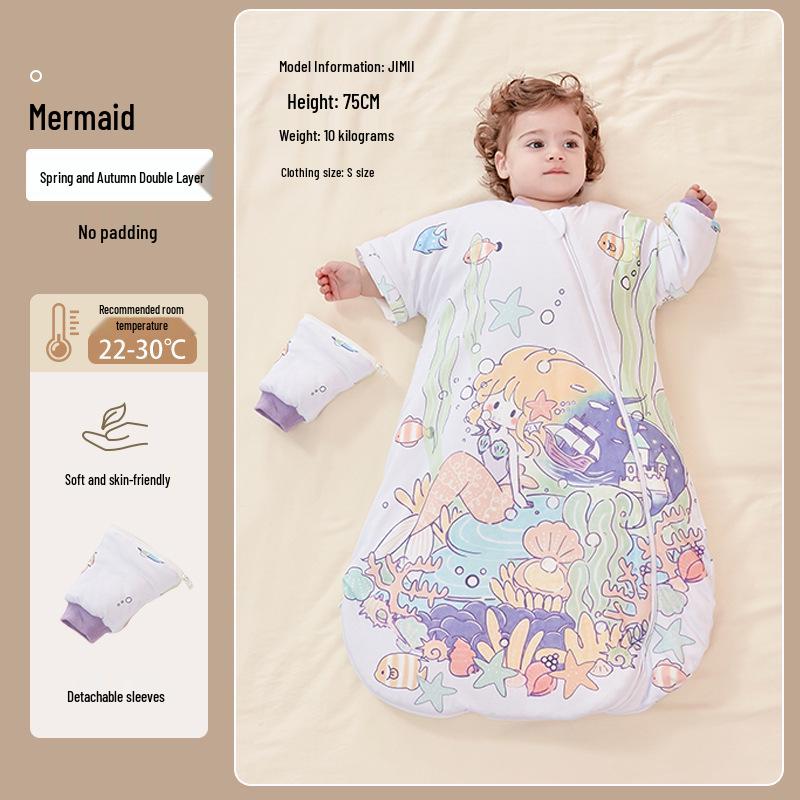 Beikoo Baby Sleep Bag: All-in-One Anti-Kick Quilt, Pure Cotton, Temperature Regulating, for Spring/Autumn/Winter, A-Class Pajamas.