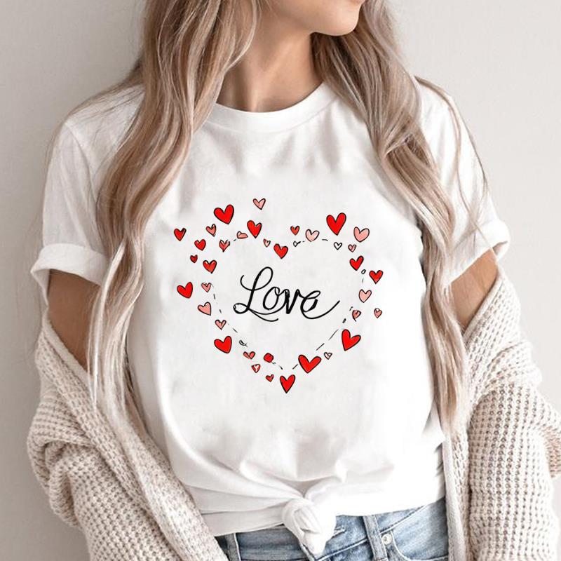 (Asian Size) love style trend Fashion Female Casual Clothing Graphic Tee Women's Top Print O-neck T Short Sleeve T-shirts