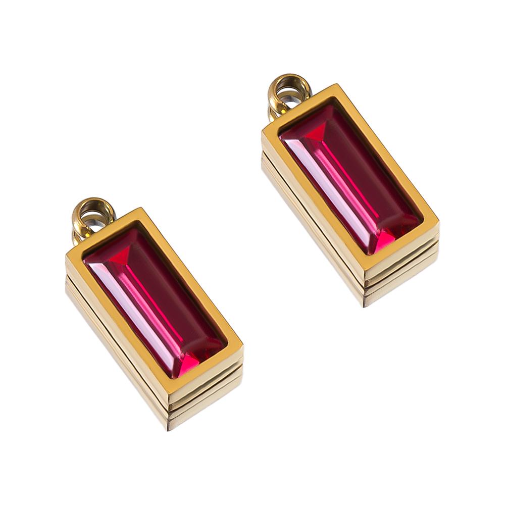 2pcs Luxury Zircon Birthstone Charm Stainless Steel PVD Gold Plated Pendant 4x10mm DIY Bracelet Necklace Jewelry Accessories