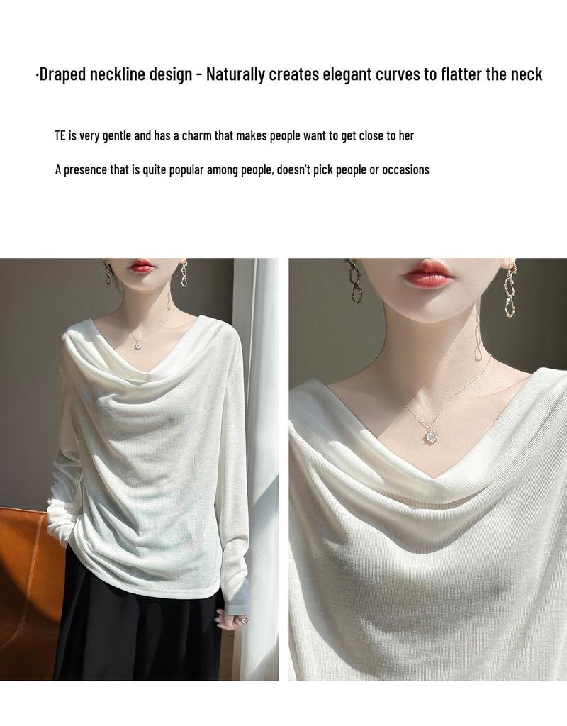 Women's Off-Shoulder Knit Sweater: Flattering, Soft, and Versatile for Autumn and Winter.