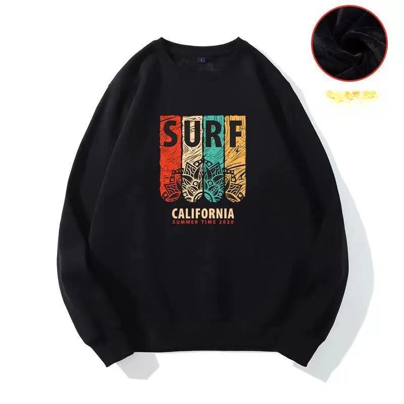 Spring and Autumn New Style National Fashion Sweater Men's Loose Pullover Round Neck Jacket Ins Trendy Velvet Top Long Sleeve