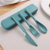 Wheat Straw Travel Utensils With Case Camping Spoon Fork Camping Utensil Set  Picnic Hiking