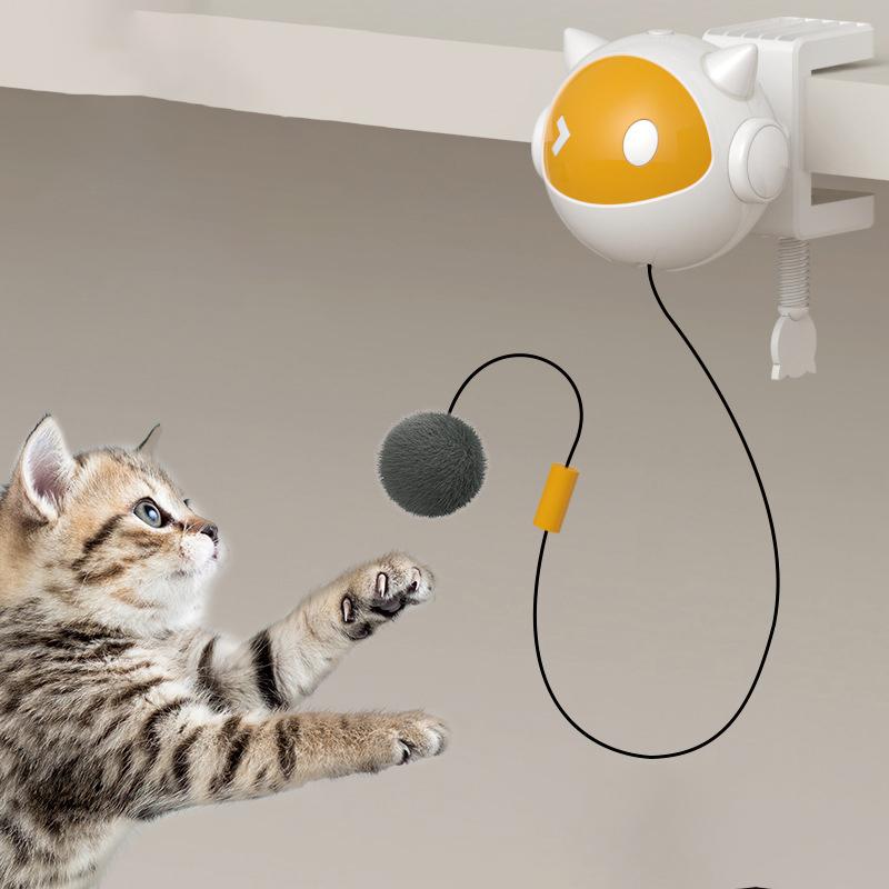 Automatic Lifting Electric Interactive Cat Toy Ball Replaceable Plush Ball Funny Smart Cat Teaser Stick Accesorios Para Gatos