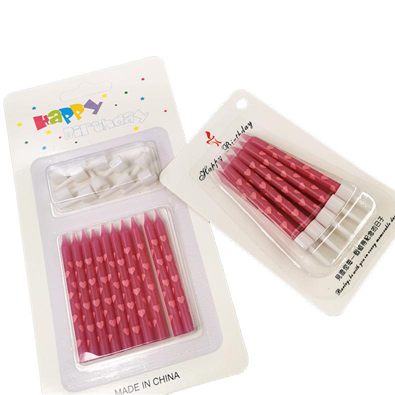 Children's Creative Colorful Cake Decoration Candles Baking Materials Printing Love Shape Pattern Confession Birthday Candles