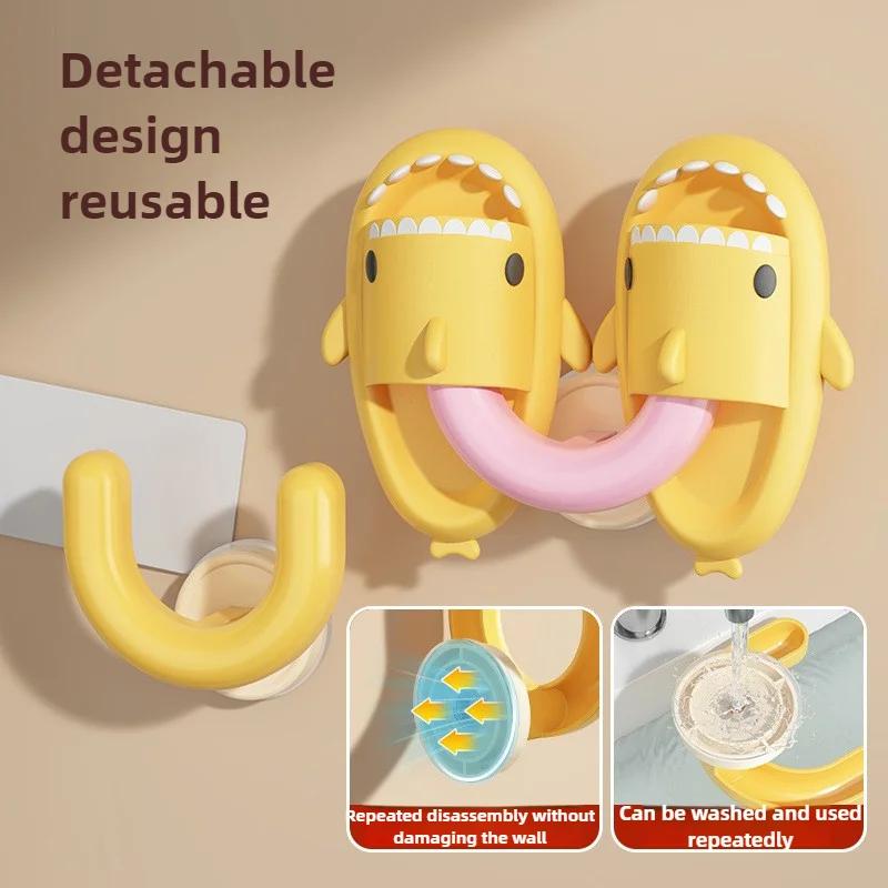 Bathroom Suction Cup Slipper Holder Space Saving U Slipper Storage Rack No Drill Multi-Purpose Organizer Multi Scene Storage