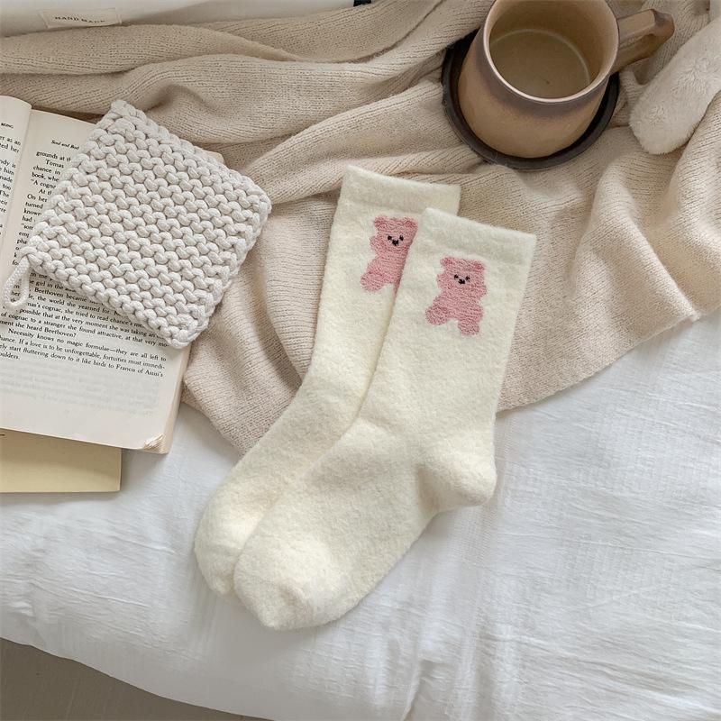 Australian velvet socks women's boneless medium tube socks winter velvet thickened warm confinement socks fluffy home sleep floor socks