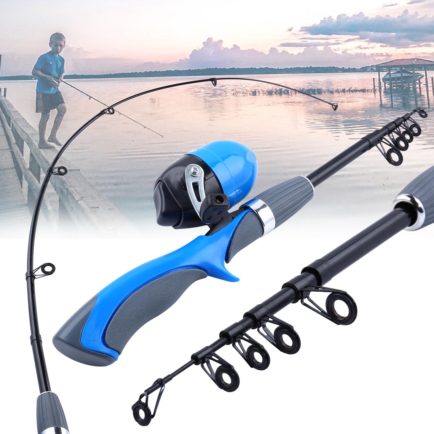 

Удочка для зимней удочки Комбинированная катушка для зимней рыбалки с пулевидным колесом Мини-ультралегкая переносная телескопическая удочка синий