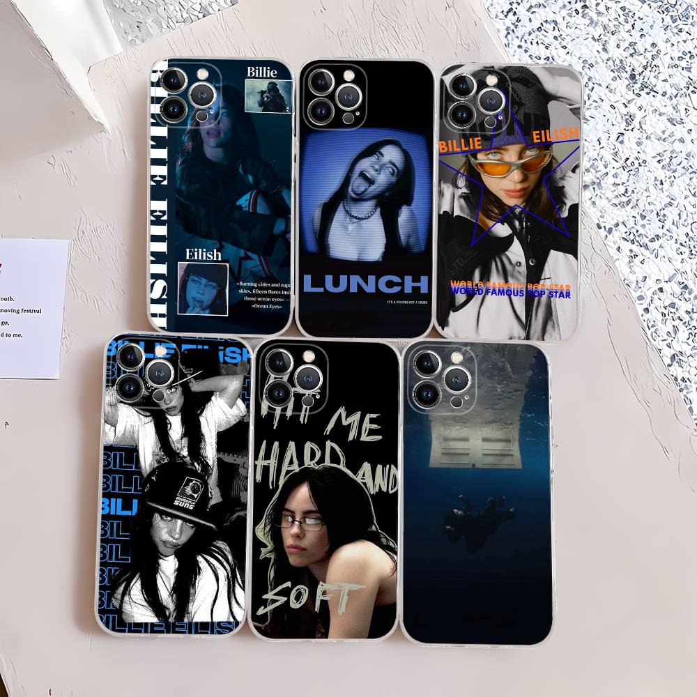 Pop E-Eilish Ster B-billie Transparante Telefoonhoes Voor IPhone 17 Air 16 Pro Max 15 14 13 12 11Plus Schokbestendige Hoes
