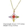 Luxury Colorful Cross Zirconia Pendant Necklaces for Women New Fashion Wedding Party Necklace Jewelry Accessories
