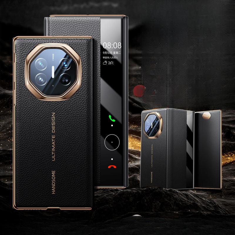 Suitable for Huawei Materialxt Mobile Phone Case Triple Folding Smart Window Magnetic Absorption Anti-fall Business Leather Case