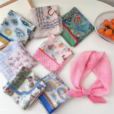 55cm Print Hair Square Scarf Neck Ring Turban Wrap Headwear Hairbands Accessories Bandanas