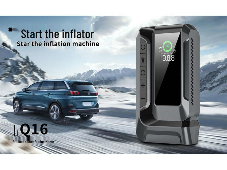 Portable 12V Car Jump Starter with Wireless Air Pump & Phone Charger