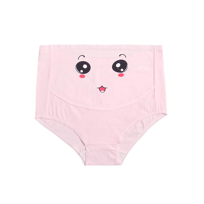 Plus Size Maternity High Waist Cartoon Underwear - Breathable & Adjustable Abdomen Support