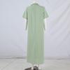 Women's Fashionable Solid Color V Neck Short Sleeved Button Loose Pullover Shirt Dress