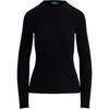Polo Ralph Lauren FW24 Solid Ribbed Texture Crew Neck Slim Fit Long Sleeve T-Shirt Women Tops Black WMPOKNINC020182-001