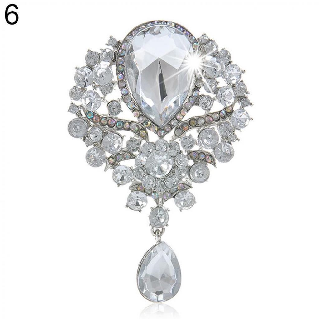 Lady Fashion Rhinestone Drop hängsmycke Brosch Pin Bröllop Smycken presentdekor