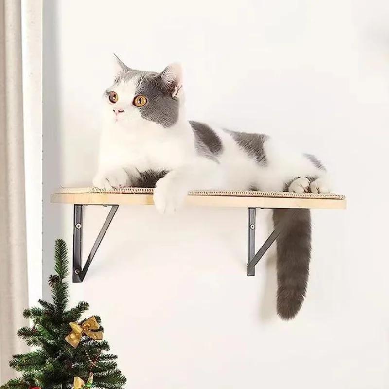 Solid Wood Cat Climbing Frame Catnap Bounce Wall Climbing Scraper Bed for Scratching Post Lair Cat Toys Cats Accessories Pets