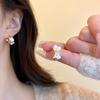 S925 Silver Needle White Flower Earrings Women's Light Luxury Micro-inlaid Zircon Multi-layer Stud Earrings
