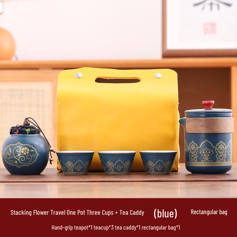 Portable Outdoor Kung Fu Tea Set - Engraved Logo for Business Gifts