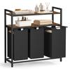 Laundry Hamper, Laundry Basket with 3 Pull-Out and Removable Bags, 2 Shelves, 10.5 Gallons (40 L) Capacity Per Bag, Rustic Brown and Black U