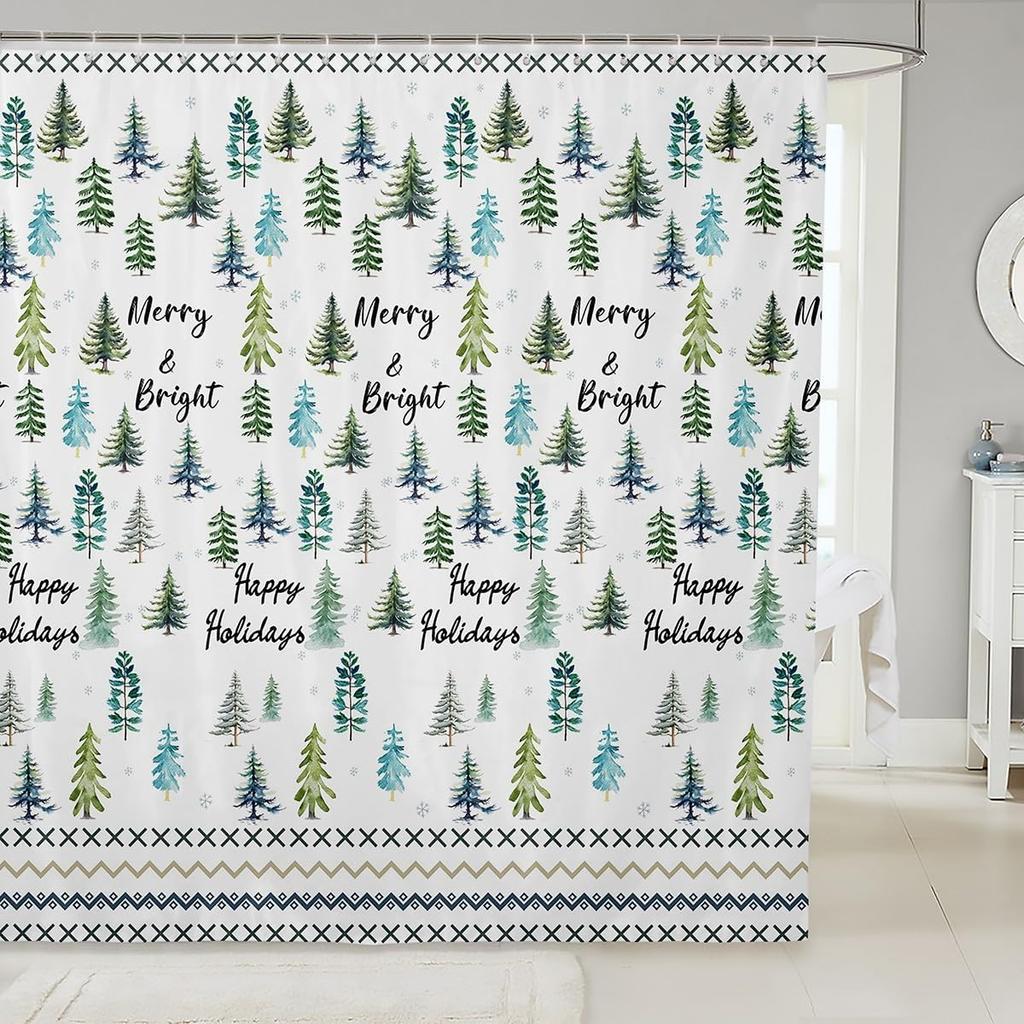 Lovely Dog Shower Curtains,Cute Puppies Cartoon Animal Bath Curtain,Paw Print Blue Cloth Fabric Bathroom Decor Set with Hooks