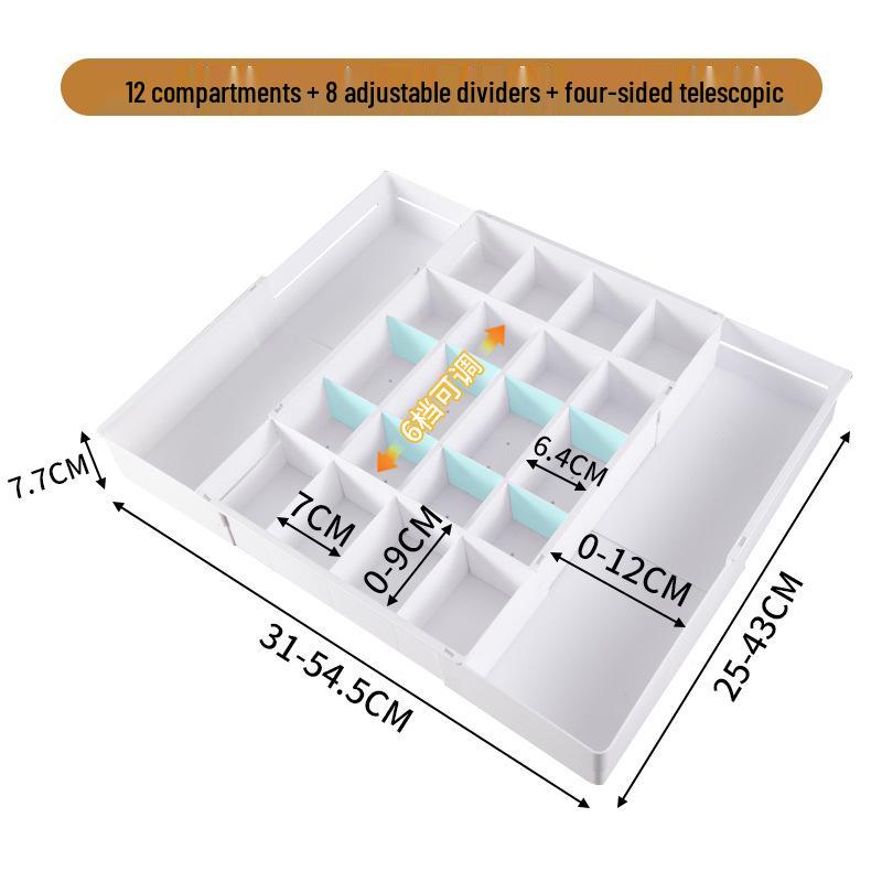 Retractable Kitchen Drawer Organizer with Removable Dividers - Deep Cabinet Storage Tray