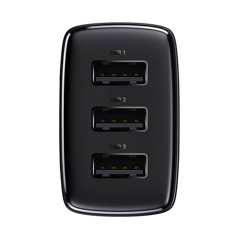 Ładowarka Sieciowa Baseus Compact Quick Charger, 3X Usb, 17W (Czarna)