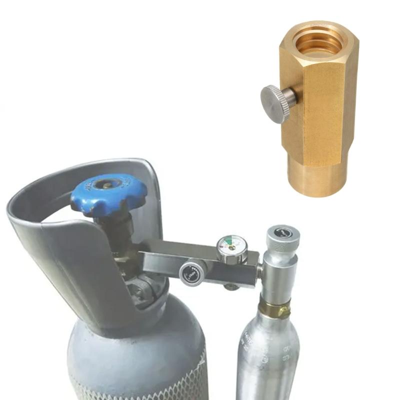 Brass CO2 Charges Adapter with Secure Connection & Extended Reach Long CO2 Cylinder Adapter Brass Fitting For Soft Drink Maker