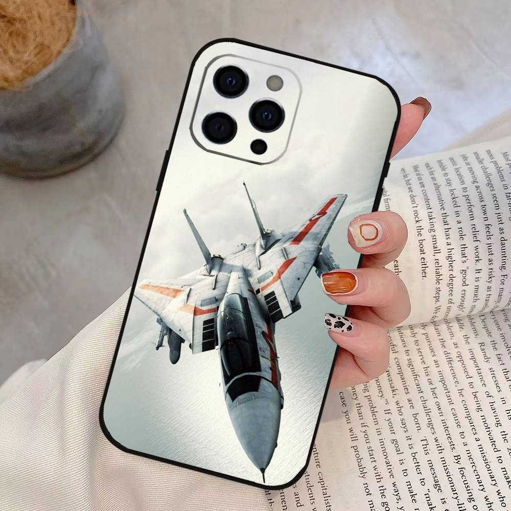 

Cool Aircraft Phone Case For iPhone 17,16,15,14,13,12,11 Plus,Pro Max,XS,Soft Silicone Black Cover iPhone12