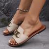 New Flat Slippers Women's Plus Size Metallic Beach Slippers