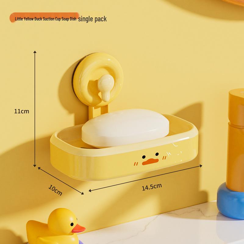 Suction Cup Duck Soap Dish - Cute Cartoon No-Drill Holder, Removable for Easy Use in Bathroom
