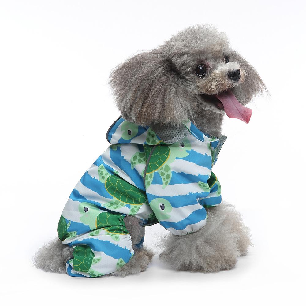 Universal Dog Raincoat with Foot Covers & Leash Access, Animal Design & Belly Wrap - Fits Small to Large Breeds