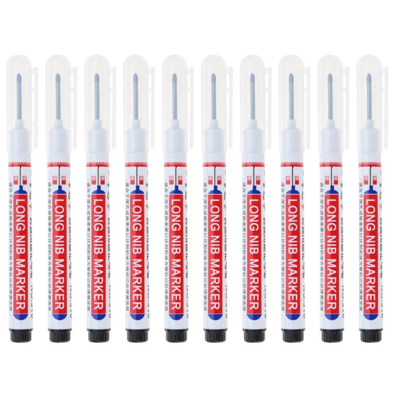 

10Pieces Long Nose Pens Colorful Waterproof Carpenter Ink Markers for Bathroom Woodworking Hardware Decorations
